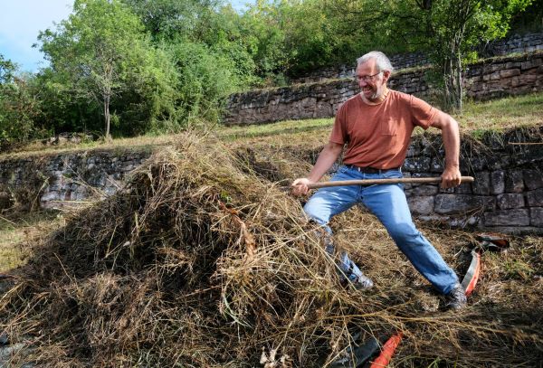 Landschaftspflege Wiese Weinberg Heu